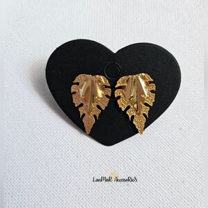 Long Leaf Gold-plated Bronze Earrings by LanMar